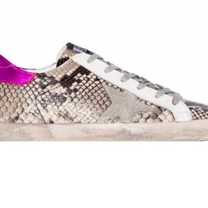 Women's Snakeskin Sneakers with Pink Accent